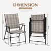 Set of 2 Patio Folding Chairs Outdoor Wicker Dining Chairs with Armrests