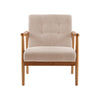 Vintage Upholstered Fabric Armchair with Button Lounge Chair Solid Wooden Frame