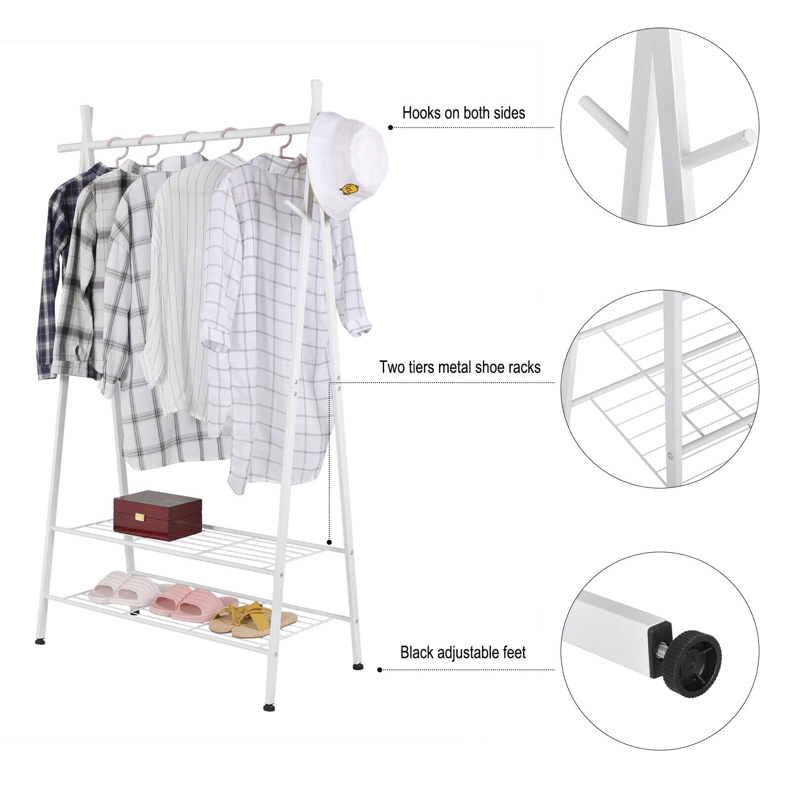 Dressing Rack Stand Garment Clothes Rail Rack Dress Hanging Display Stand with Shoe Storag ...