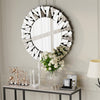 Round Wall Mirror Bevelled Decorative 3D Mirrored Glass Sunburst Vanity Mirror