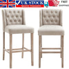 2x Bar Stools High Counter Linen padded Chair Pub Kitchen Breakfast Barstool UK