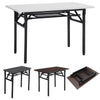 Folding Table Study Writing Desk Workstation Dining Hall Table Shelf Metal Wood