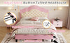 Double Upholstered Bed Frame with Adjustable Chic Button-Tufted Headboard 4ft6