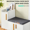 Large Shoe Bench Shoe Cabinet with Seat Storage White&Wooden Color