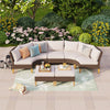7 Piece Outdoor Rattan Sectional Sofa Set with Cushion Patio Furniture Set Beige