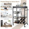 4-tier Kitchen Island Serving Cart w/Removable Wood Top Rolling Utility Cart