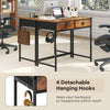 Computer Desk Home Office Desk with 4 Hanging Hooks-Coffee