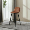 2x Brown PU Bar Stools Restaurant Bar Stools Diamond Soft Padded Seat Back Metal