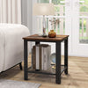 Costway 2-Tier End Table Square Sofa Side Table Heavy-duty Metal Fram