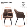 2PC Brown Dining Chair PU Faux Leather Padded Seat Dining Room Kitchen Chair