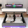 METAL BED FRAME STORAGE GAS LIFT UP DOUBLE 4FT6 BED WITH LED LIGHTS HEADBOARD UK