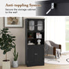 148cm Freestanding Storage Cabinet with 3 Open Compartments-Black