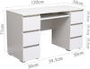 White High Gloss Dressing Table 6 Drawers Vanity Makeup/Computer Table Desk