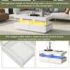 Coffee Table White High Gloss Tea Table with LED RGB Lights 2 Drawer Storage