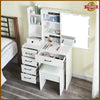 Dressing Table Makeup Desk Vanity Set White Mirror Drawers Stool 10 LED Lights