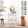 Modern LED Lighted Dressing Table Set 3 Mode Mirror Makeup Table with Stool Grey