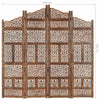 Keketa Hand carved Panel Screen with 4 Panels, Folding Room Divider, Wooden Y0P9