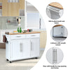Kitchen Island Kitchen Trolley Cart with Knife Block-White