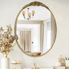 24x32" Brass Gold Oval Wall Mirror Carved Rose Crown Gothic Bohemian Mirror Dec