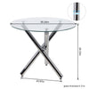 90cm Clear Round Dining Table Glossy X Crossed Legs Tempered Glass & Chrome Legs