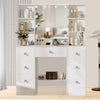 White Dressing Table LED Mirror 7 Drawers Vanity Makeup Desk Set Bedroom 3Modes