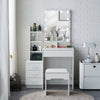 4 Drawers White Dressing Table Set Makeup Desk with Mirror Stool Shelf Storage