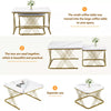 Set of 2 Fuax Marble Nesting Coffee Table Square Side End Tables with Metal Legs