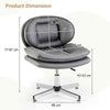 Upholstered Computer Chair Modern Swivel Armless Task Chairs-Grey