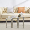 3pcs Rectangular Clear Tempered Glass Side End Nested Table Bedside Coffee Table