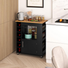 Kitchen Island on Wheels Storage Trolley Cart Cabinet Shelves Wine Racks Bamboo