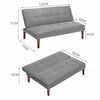 2 Seater Sofa Bed Linen Sofa Couch With Adjustable Backrest for Guest Room Grey