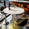 Round Dining Table Marble Modern Tulip Table Slate Tabletop Golden Pedestal Base