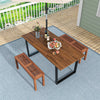 2-Person Garden Patio Solid Wood Bench Indoor Outdoor Backless Dining Chair