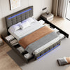 Double Bed Upholstered Storage Bed Frame With LED Light, 4 Drawers and Headboard