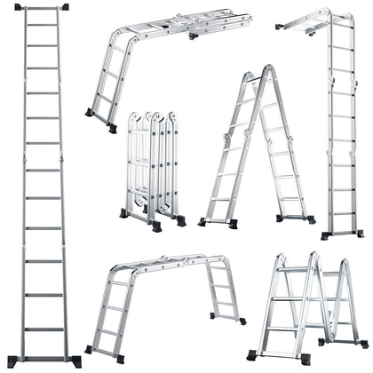 7-in-1 Folding Extension Ladder Aluminum Alloy Lightweight Scaffolding Platform