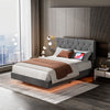 Suspension LED UPHOLSTERED BED FRAME 4FT6 Double Size With Padded Headboard UK