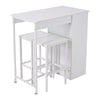 Compact White Kitchen Breakfast Bar Set 1 Table with 3-Tier Storage + 2 Stools