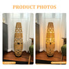 93CM Tall Natural Rattan Floor Lamp Boho Design Lamp Grid Shade Indoor Lighting