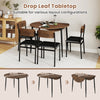5 Pcs Dining Table Set Round Breakfast Kitchen Table and 4 Chairs-Brown