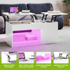 Modern White Coffee Table, Lift Top with RGB Lights & Storage, for Living Room