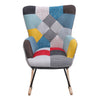 Single Rocking Chair Upholstered Linen Fabric Leisure Armchair with Wooden Legs