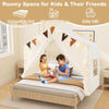 3-4 Kids Large Play Tent House Kids Play w/Star Lights-Beige