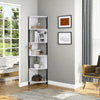 6-Tier Corner Shelf Bookshelf Free Standing Bookshelves Wooden for Home Office