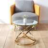 Sofa Side Table Glass Top Bedside End Plant Telephone Stand Golden Chrome Base