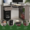 L-Shaped Corner Computer Desk w/ 2 Shelves Wide Worktop Keyboard Tray Grey