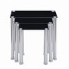 3pcs Black Tempered Glass Nested Tables Side End Tables Stainless Steel Tubes
