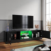 Black High Gloss 150cm TV Stand Cabinet with LED Lights 2 Doors for Living Room