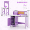 Kids Table and Chair Set Home Student Writing Desk w/ Cabinet