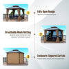 Heavy-Duty Double-Roof Galvanized Metal Top Hardtop Gazebo-Coffee