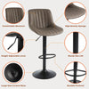 Ralex-chair Bar Stool Set of 2, Swivel Barstools with Back,PU Leather Brown